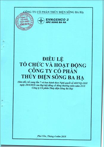 Điều lệ tổ chức và hoạt động Công ty Cổ phần Thủy điện Sông Ba Hạ Sửa đổi bổ sung lần 7