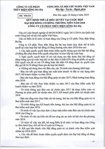 Quy định thể lệ biểu quyết tại cuộc họp Đại hội đồng cổ đông thường niên năm 2018